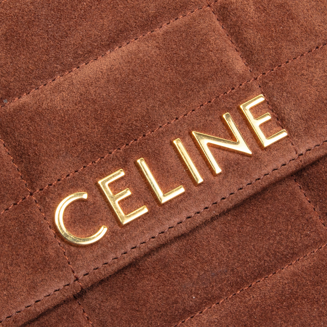 Celine Monocromio Matelasse Suede Shoulder Bag- Brown Outlet Outlet Venta final