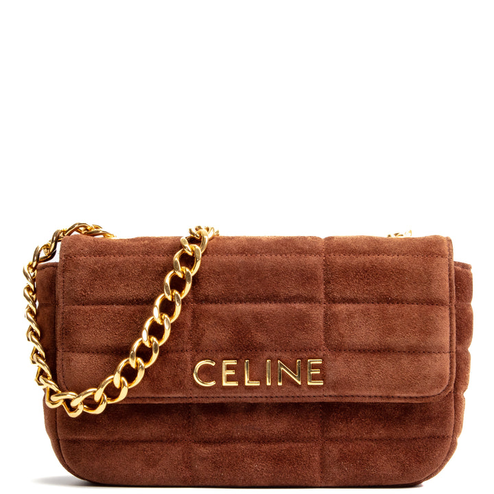 Celine Monocromio Matelasse Suede Shoulder Bag- Brown Outlet Outlet Venta final