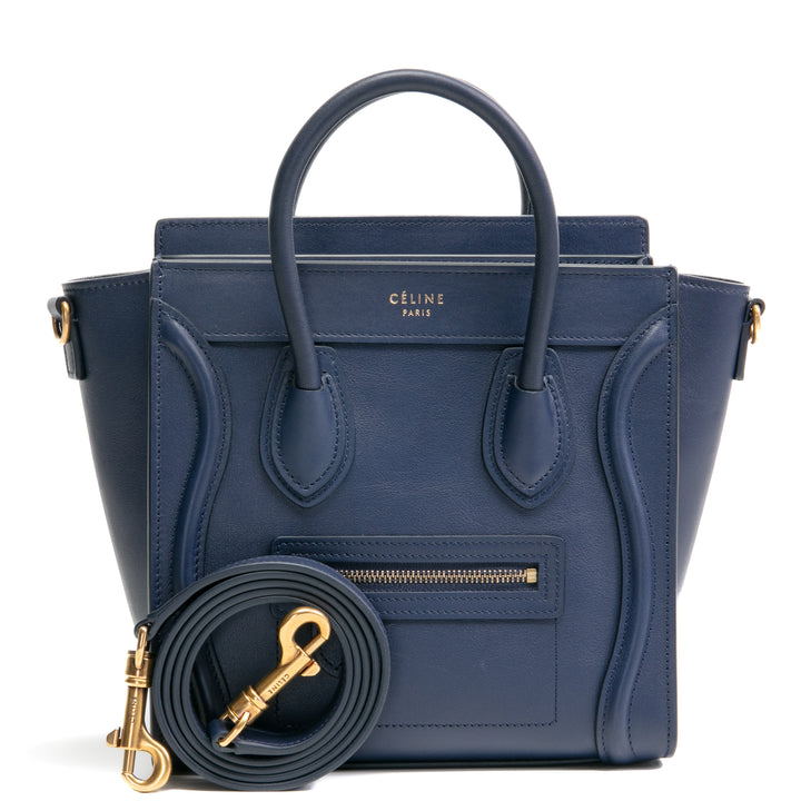 Bolsa de equipaje de piel de ternera lisa Celine - azul marino