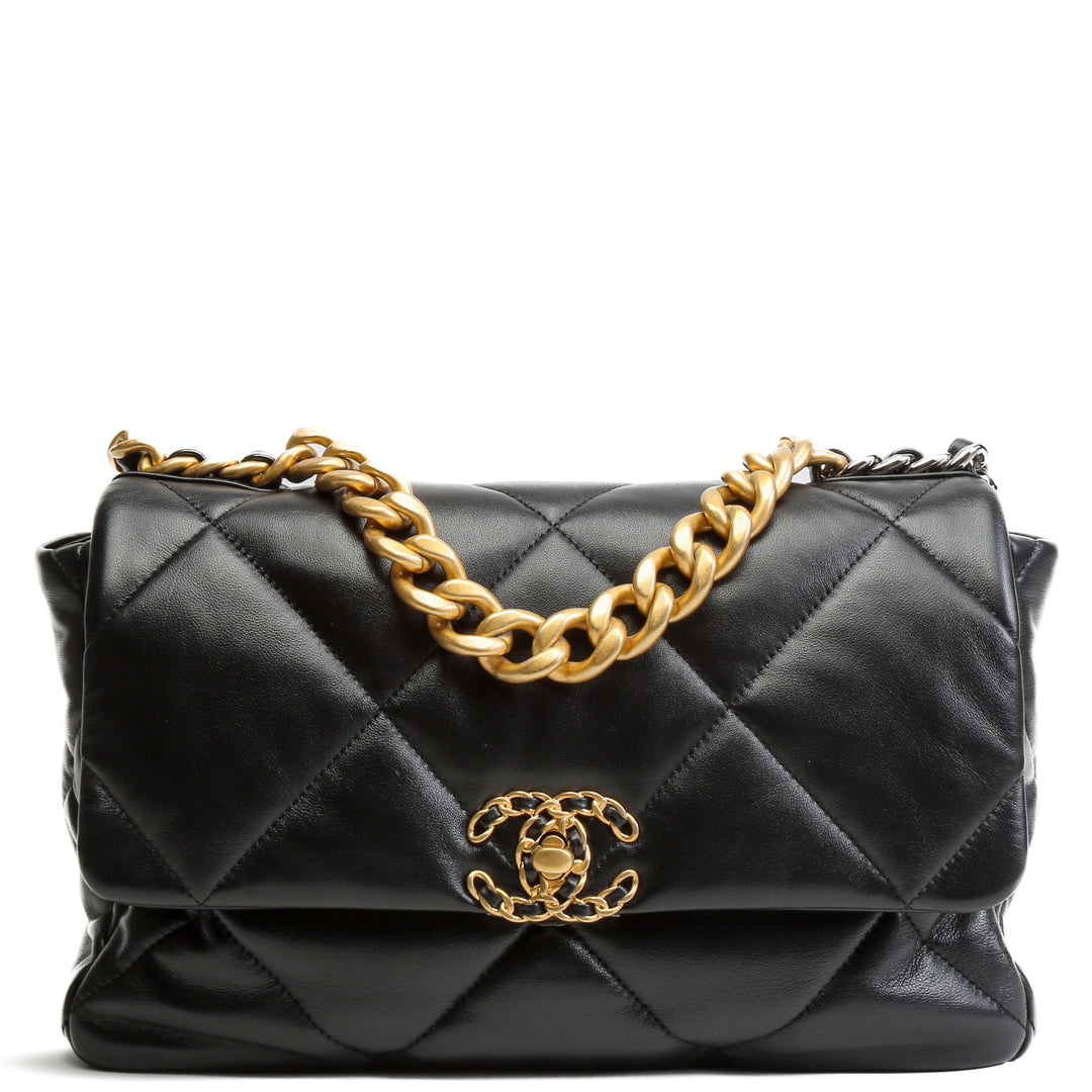 Bolsa de colgajo Chanel 19 - Negro