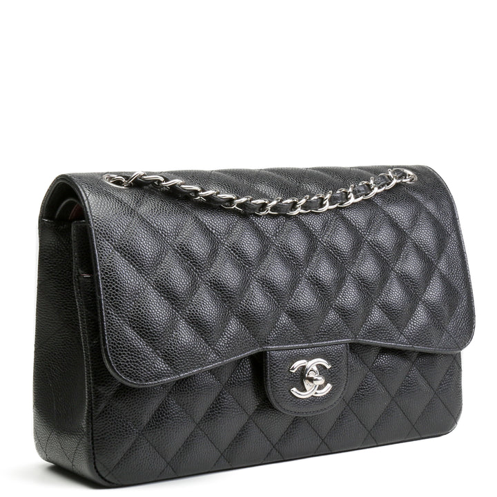 Chanel Caviar Classic Jumbo Double Slap - Black