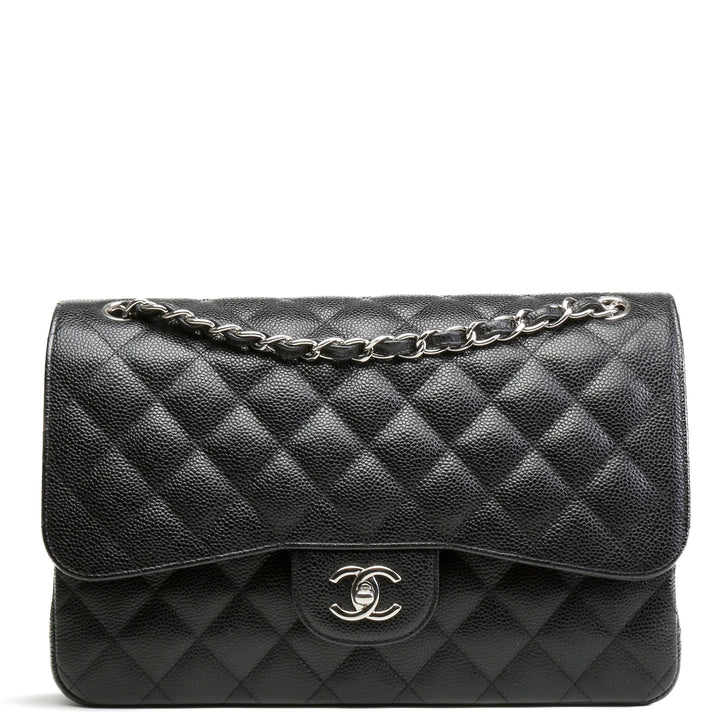 Chanel Caviar Classic Jumbo Double Slap - Black