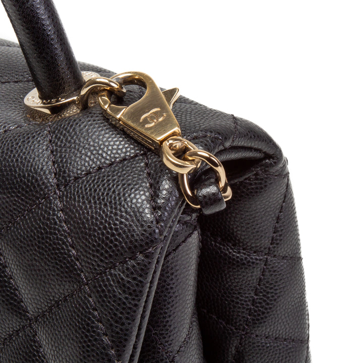 CHANEL Caviar Quilted Coco Handle Flap Bag - Black