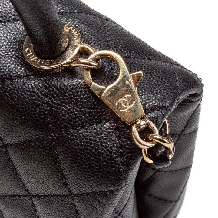 CHANEL Caviar Quilted Coco Handle Flap Bag - Black