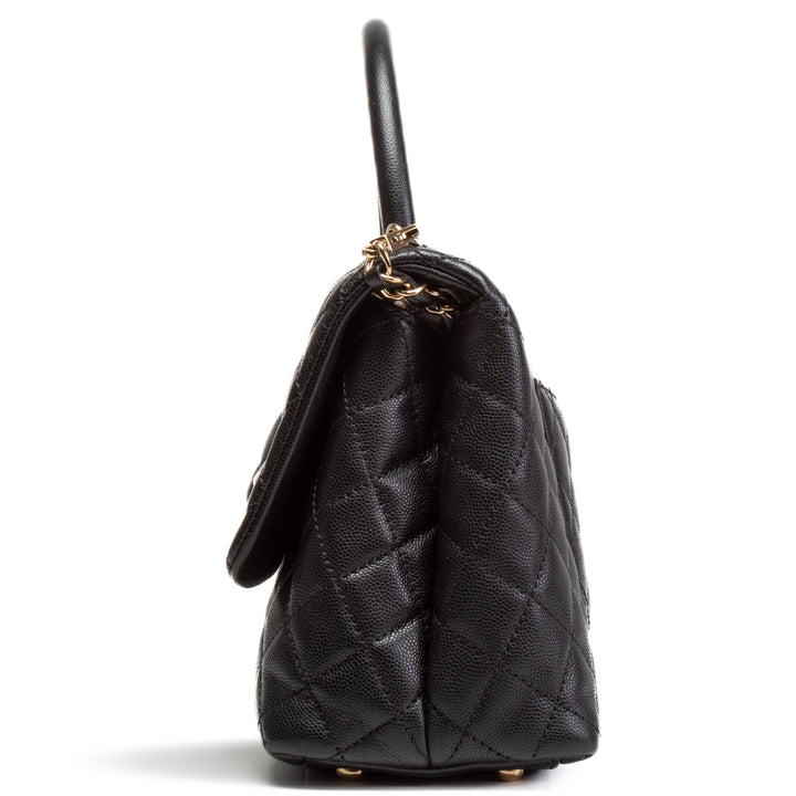 CHANEL Caviar Quilted Coco Handle Flap Bag - Black