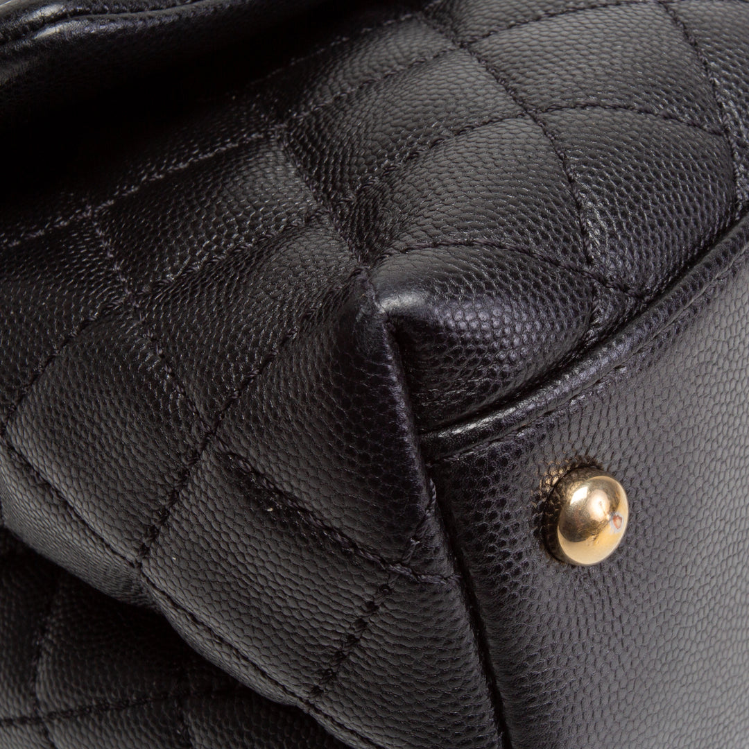 CHANEL Caviar Quilted Coco Handle Flap Bag - Black