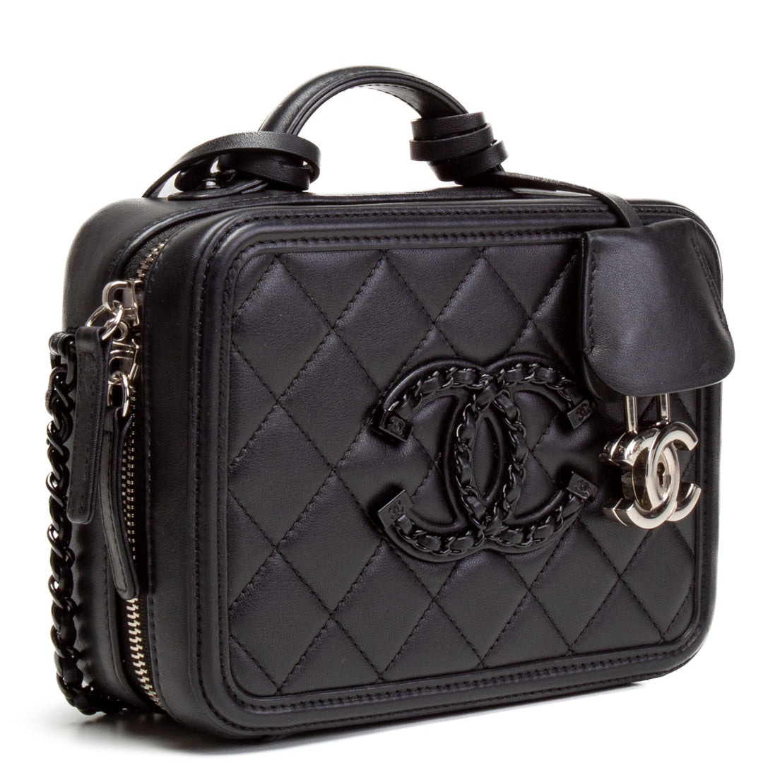 Bolso de hombro de tocador de incógnito de chanel cc - tan negro