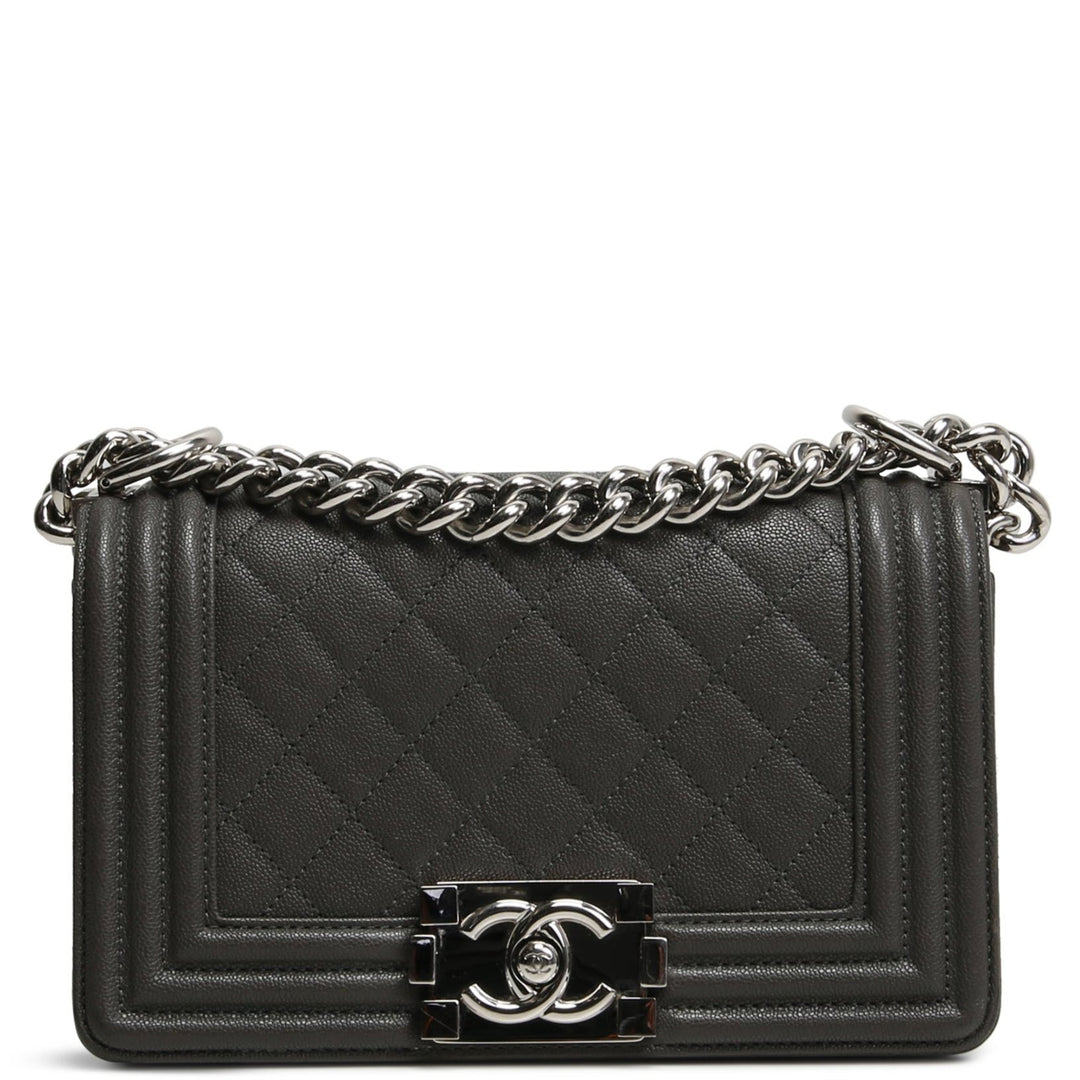 CHANEL Caviar Quilted Small Boy Bag - Grey