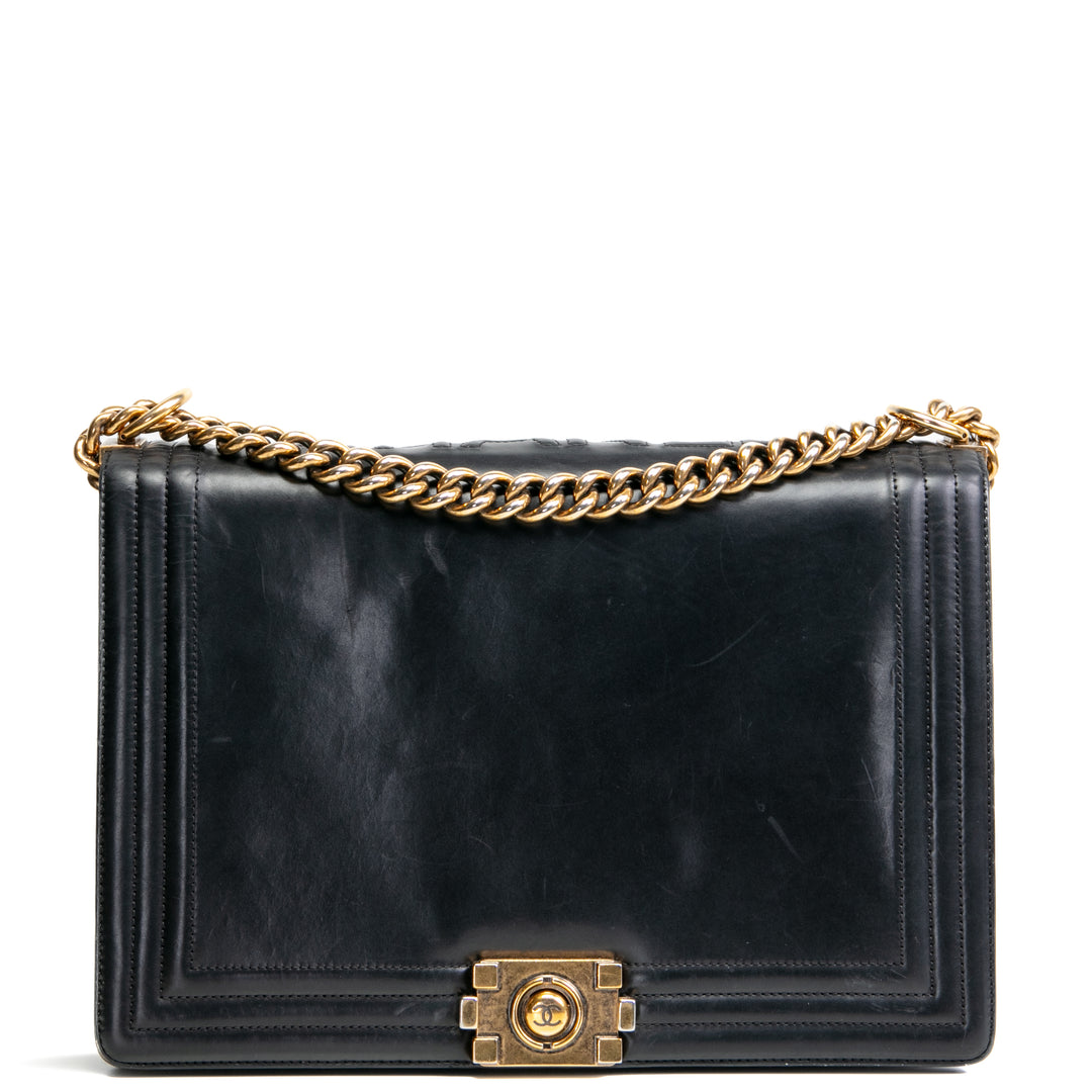 CHANEL Large Original Clasp Boy Bag- Black OUTLET FINAL SALE