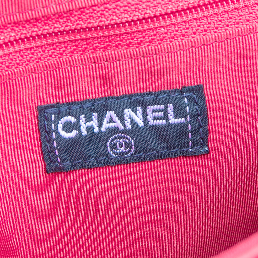 Bolsa de chocolate de piel de chanel Mademoiselle Bolsa de cadena de bloqueo - Fuschia Outlet Sale Venta