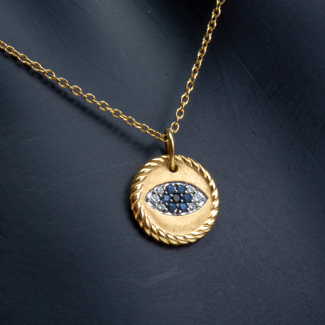 DAVID YURMAN 18K Sapphire & Diamond Evil Eye Pendant Necklace - FINAL SALE