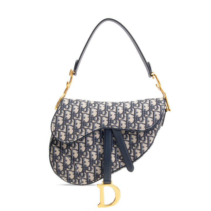 Bolsa de silla de silla de Dior - lienzo oblicuo azul