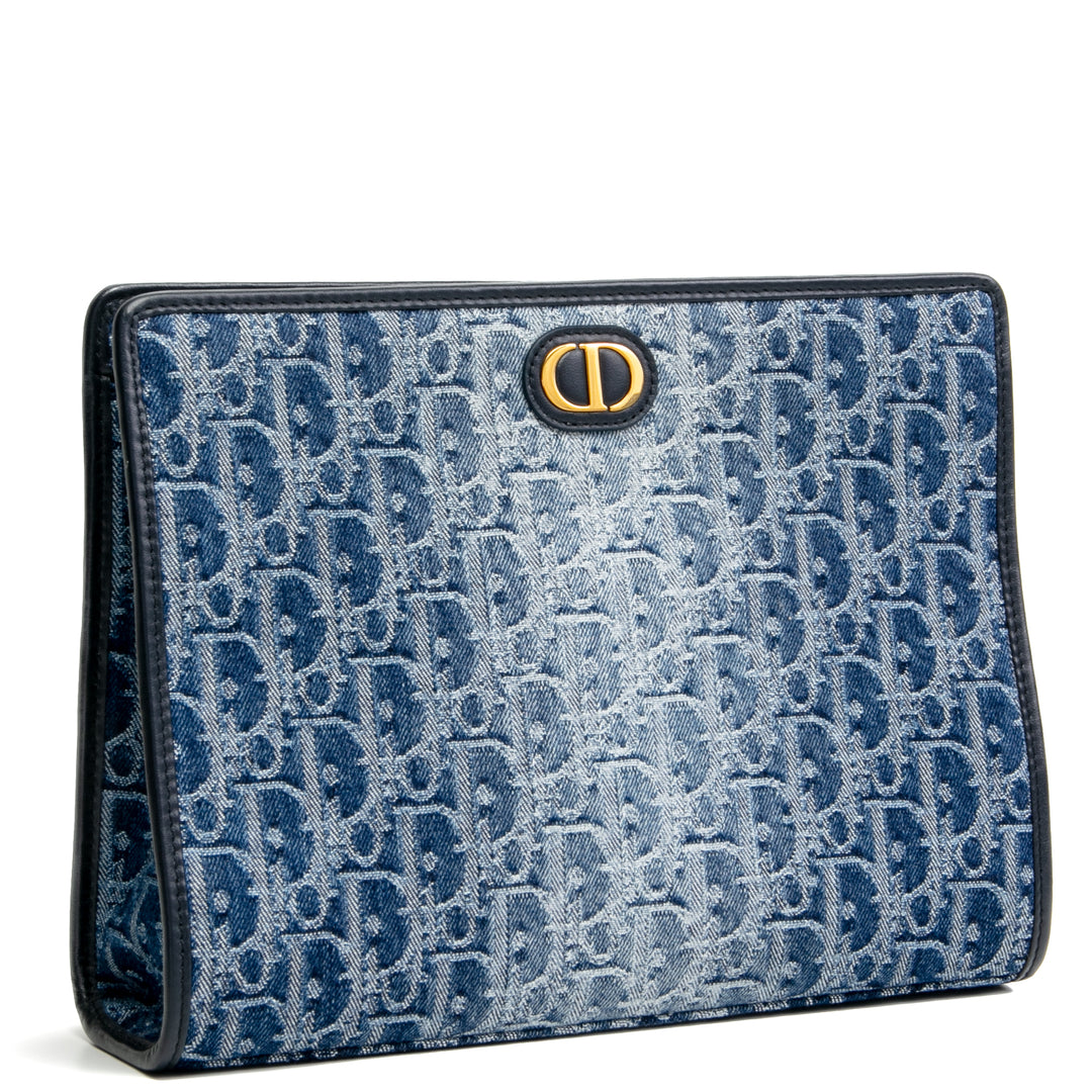 Christian Dior Denim Oblique 30 Montaigne Dea Pouch - Azul