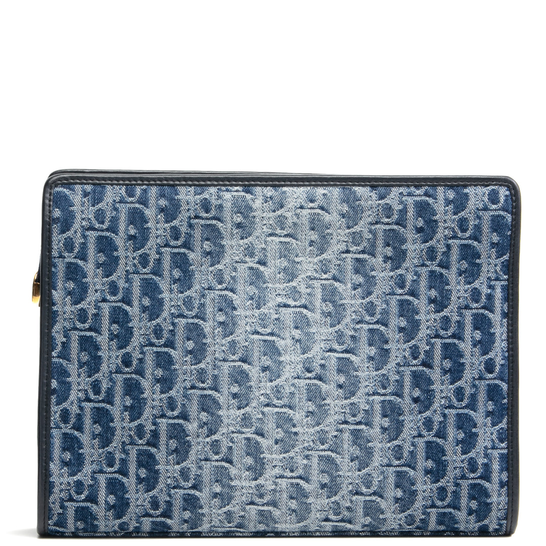 Christian Dior Denim Oblique 30 Montaigne Dea Pouch - Azul