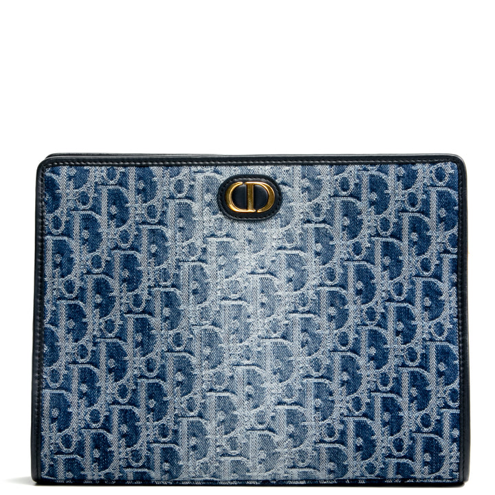 Christian Dior Denim Oblique 30 Montaigne Dea Pouch - Azul