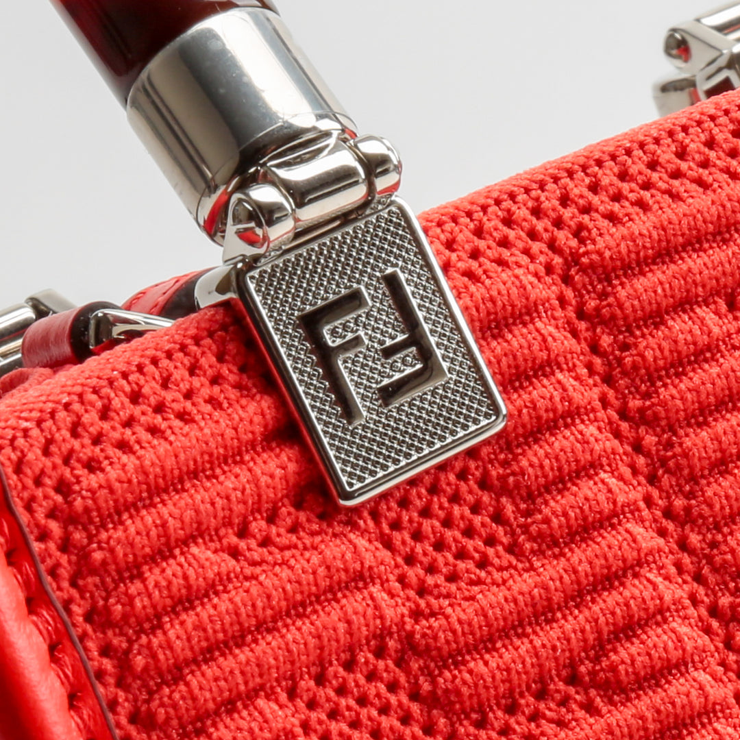 Fendi Mini Sunshine FF Fabric Shopper Tote Red - Outlet Final Sale