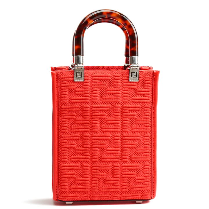 Fendi Mini Sunshine FF Fabric Shopper Tote Red - Outlet Final Sale