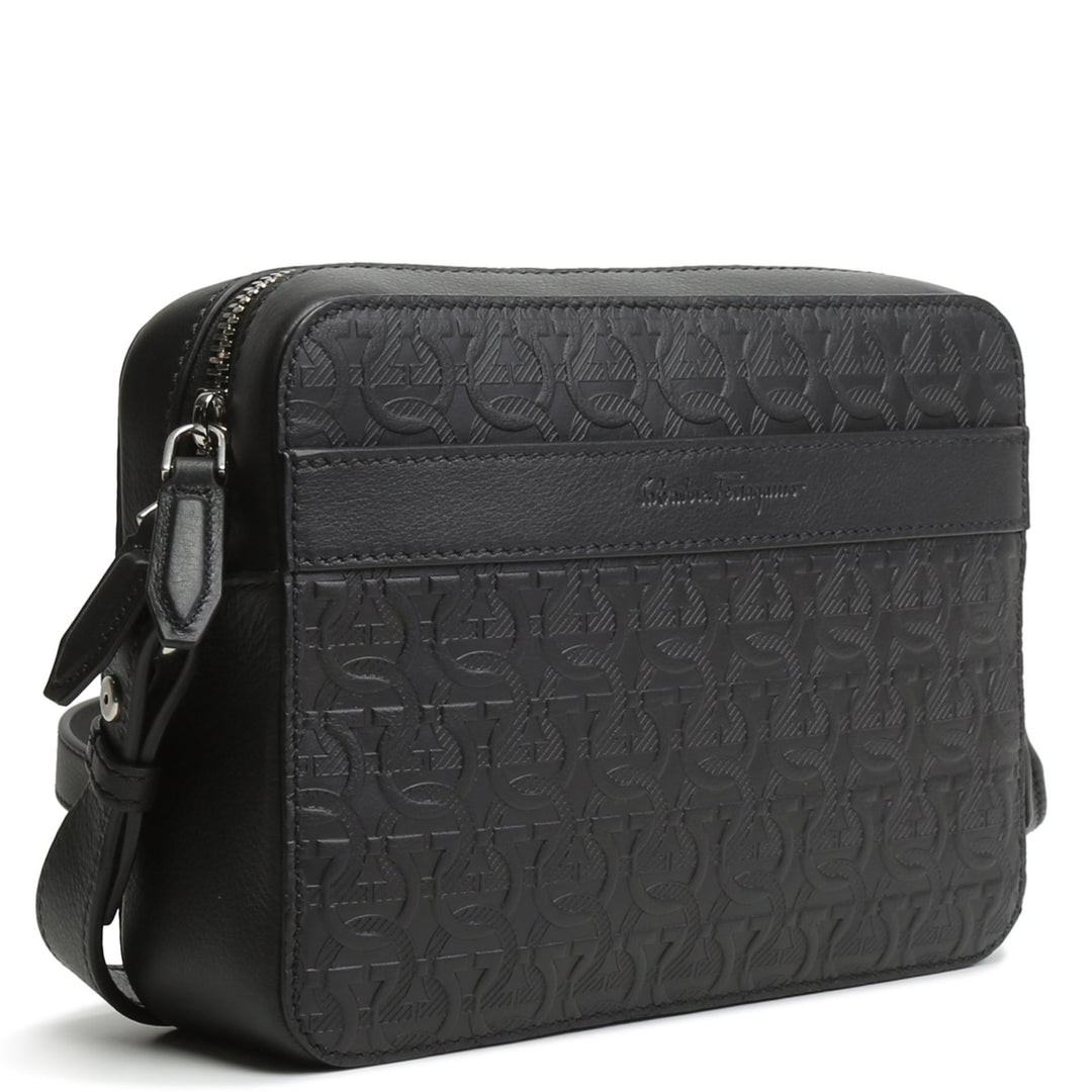 Ferragamo en relieve Gancini Crossbody - Negro