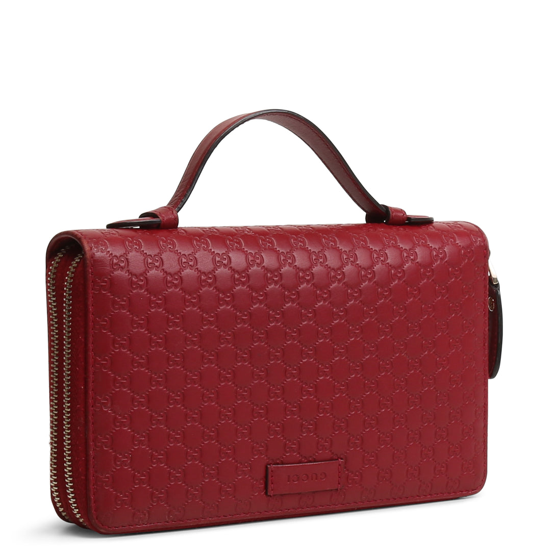 GUCCI Microguccissima Zip Around Top Handle Travel Wallet - Burgundy - OUTLET FINAL SALE