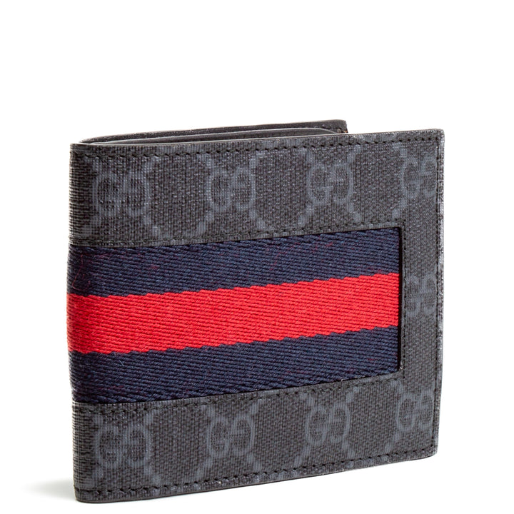 Gucci GG Supreme Web Bifold Wallet - Negro