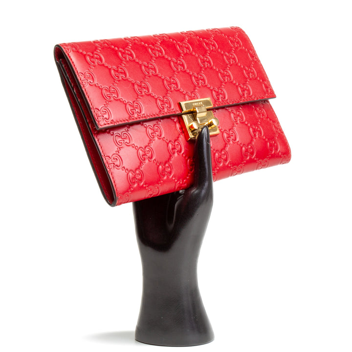 GUCCI Guccissima Padlock Clutch Wallet - Red OUTLET FINAL SALE