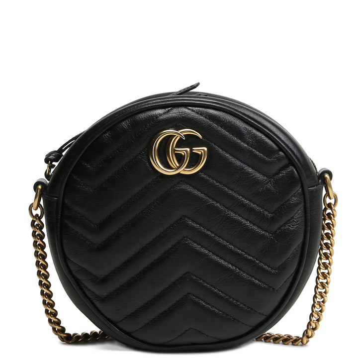 Gucci GG Marmont Mini Round Crossbody - Venta final de salida negra