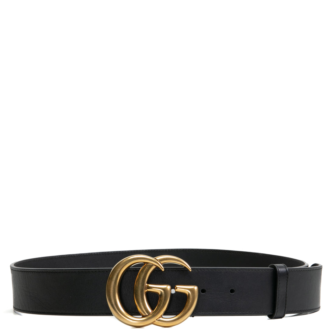 Cinturón de cuero Gucci Marmont GG 85/34 -La venta final de salida negra