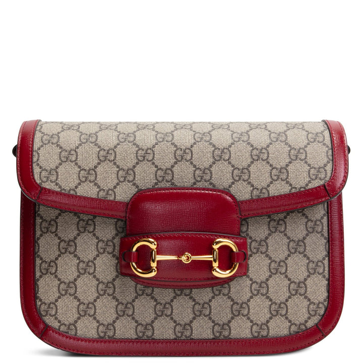 Gucci Horsebit 1955 Bolso de hombro pequeño GG Supreme con rojo