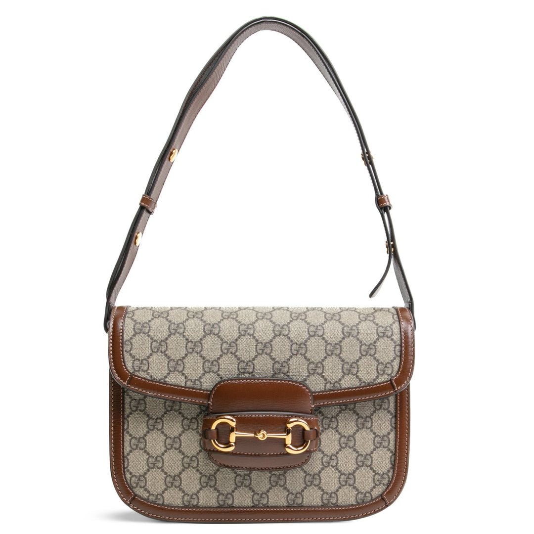 Gucci Horsebit 1955 Bolso de hombro pequeño GG Supreme con marrón