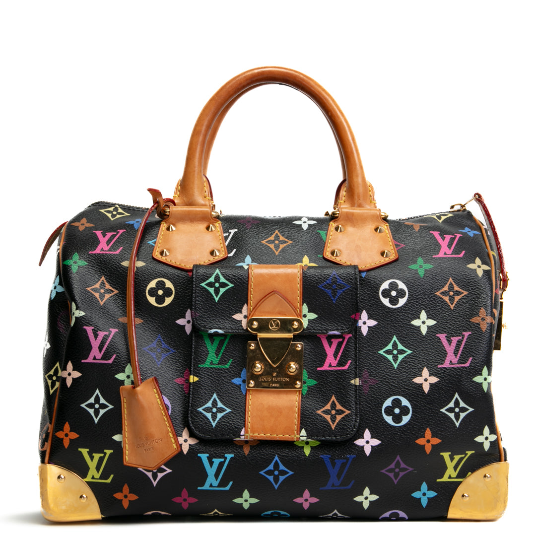 LOUIS VUITTON x Takashi Murakami Monogram Multicolore Speedy 30- Black