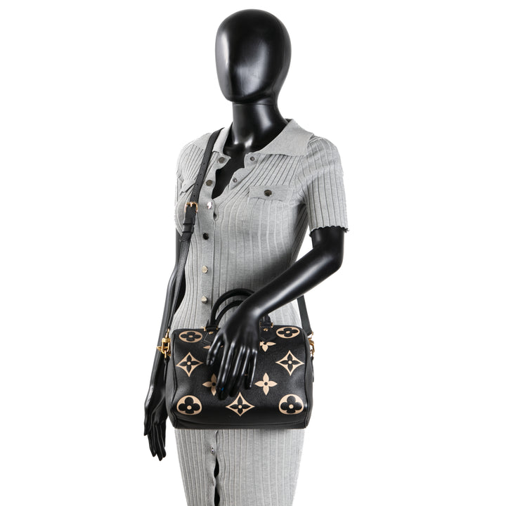 LOUIS VUITTON Monogram Empreinte Bicolor Speedy Bandouliere 25 - Black/Beige