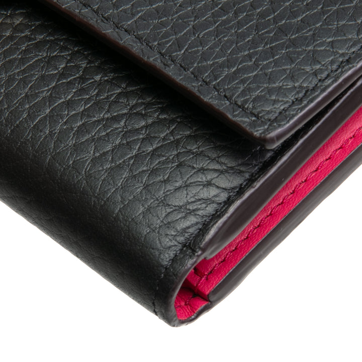 LOUIS VUITTON Capucines Compact Wallet- Black w/ Pink