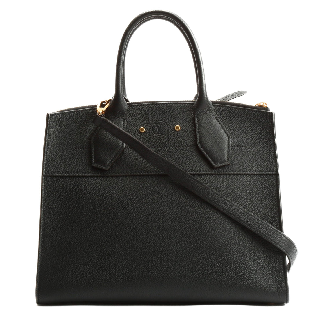 LOUIS VUITTON Calfskin City Steamer MM Black