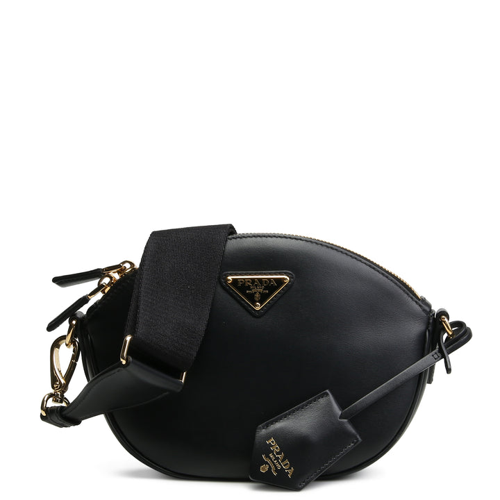 Prada mini bolso de hombro de cuero- negro