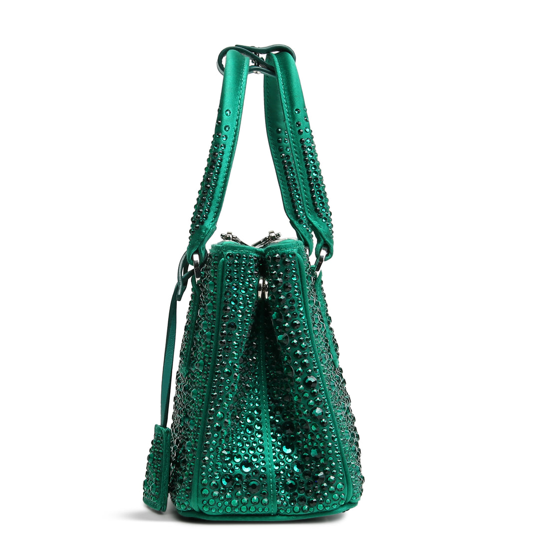 Prada Galleria Satin Crystal Mini Bag - Verde