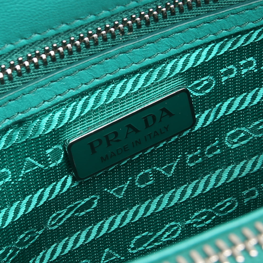 Prada Galleria Satin Crystal Mini Bag - Verde