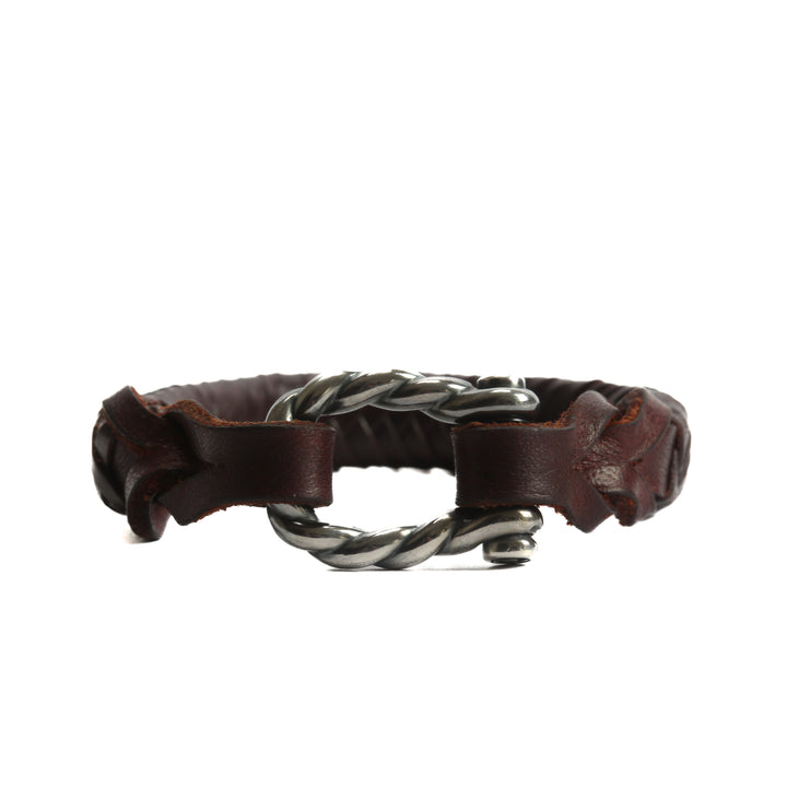 DAVID YURMAN Brown Leather & Silver Clasp Bracelet - FINAL SALE