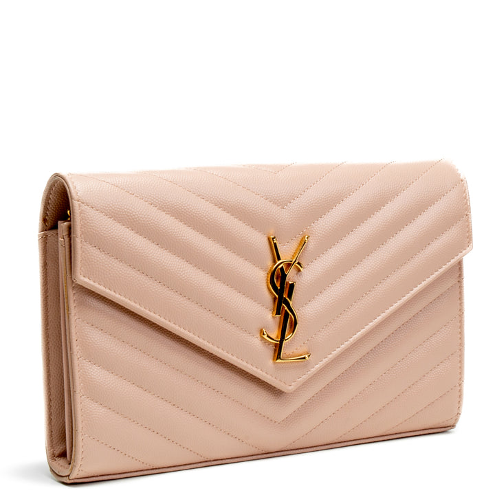 Saint Laurent Monogram Gran billetera en la cadena - rosa rubor