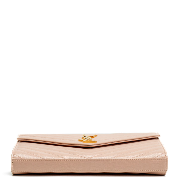 Saint Laurent Monogram Gran billetera en la cadena - rosa rubor