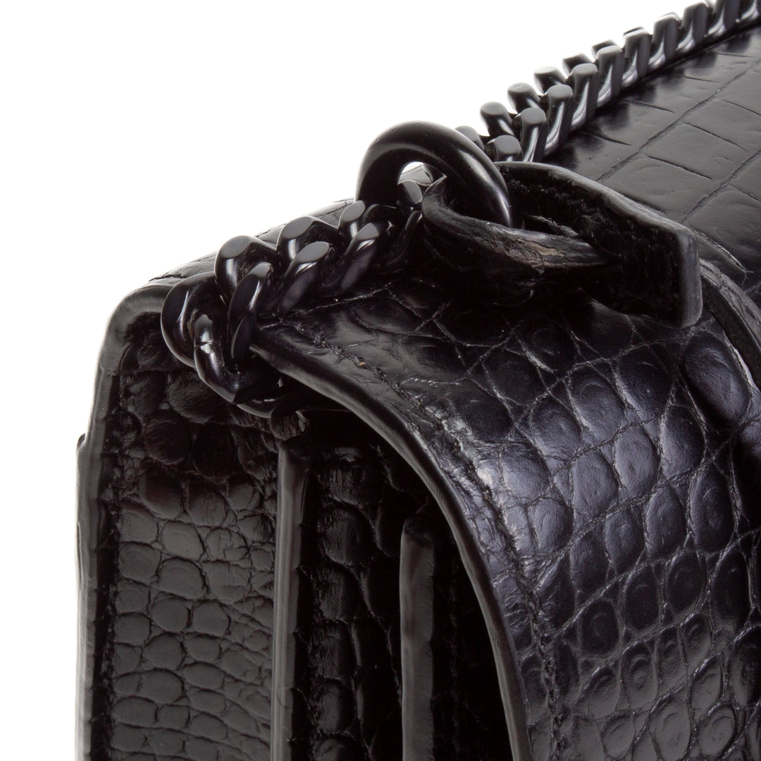 Saint Laurent Croc en relieve Bolso de hombro de Sunset Medium - Negro