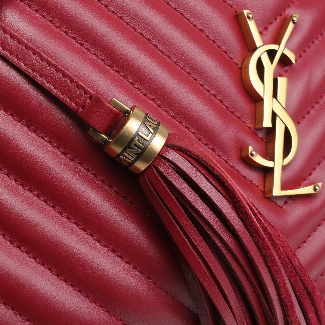 SAINT LAURENT Quilted Lou Camera Bag -  Burgundy