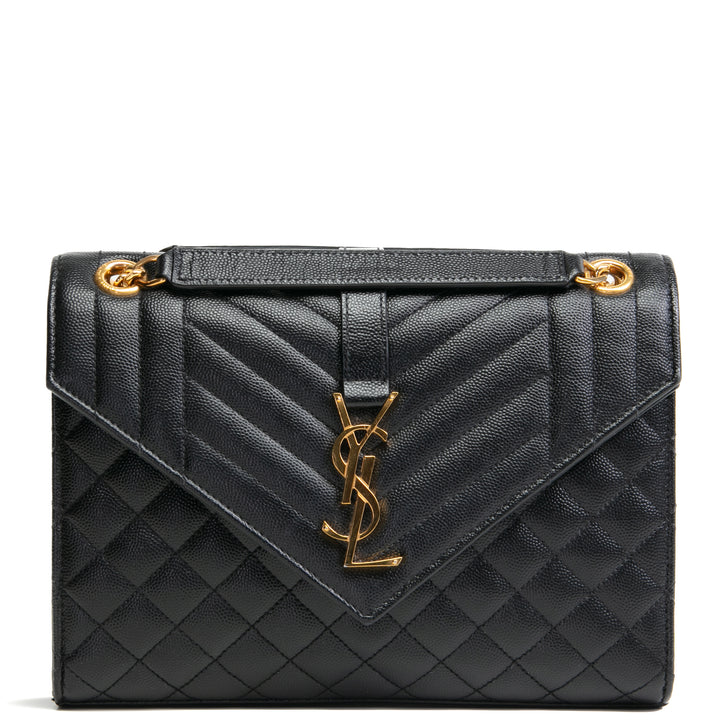 Saint Laurent Medium Tri -Quilt Sobres Shoulder - Negro