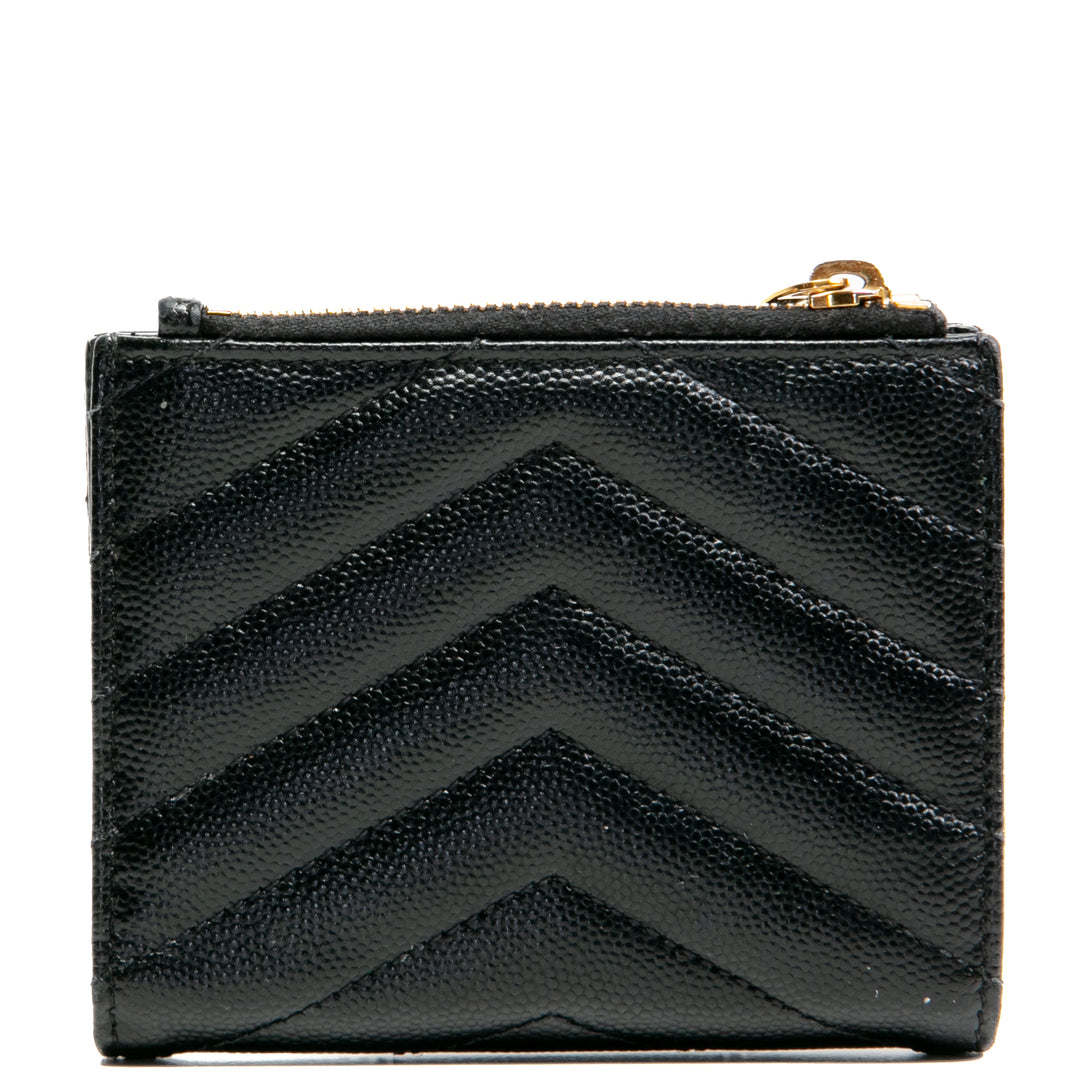 SAINT LAURENT Cassandra Bi-Fold Compact Wallet - Black OUTLET FINAL SALE