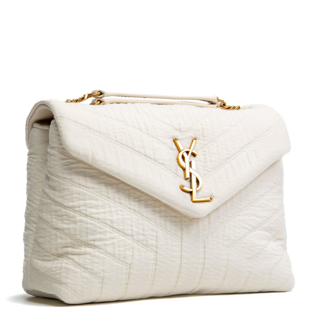 Saint Laurent Loulou Bolso de hombro - Crema