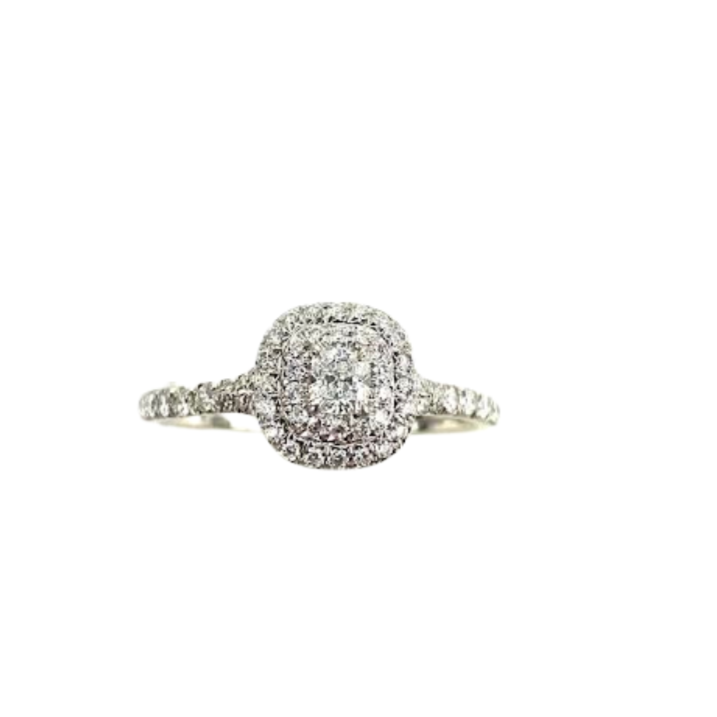 TIFFANY & CO. Platinum Diamond Soleste Double Halo Engagement Ring